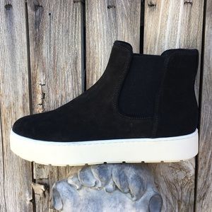 NWT Vince Warren Genuine Shearling Lined Sneaker Platform Boot Suede Black 8